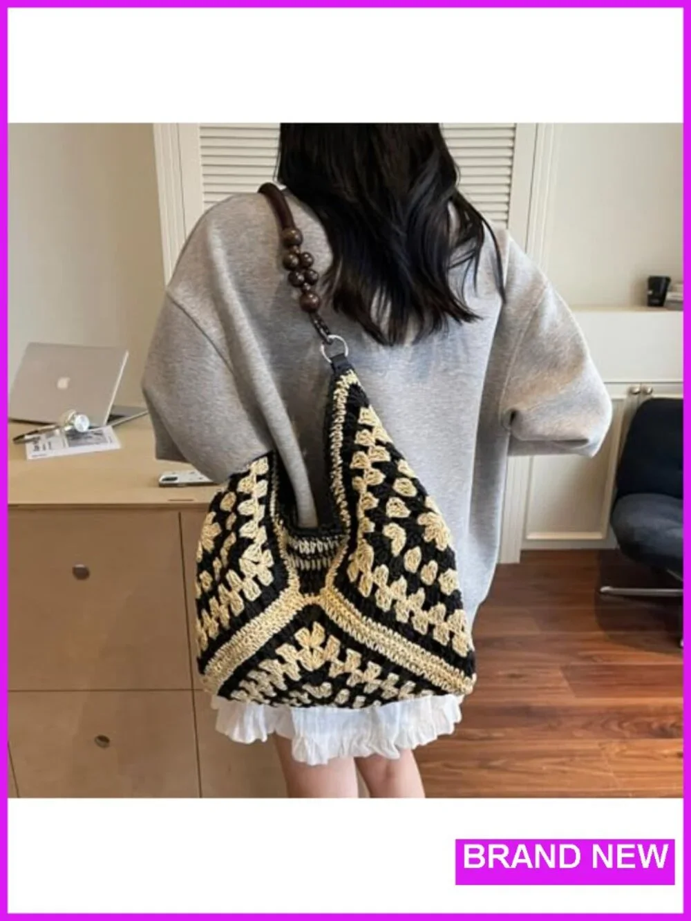 Straw Hobo Tote Bag Crochet Beach Shoulder Purse for Women